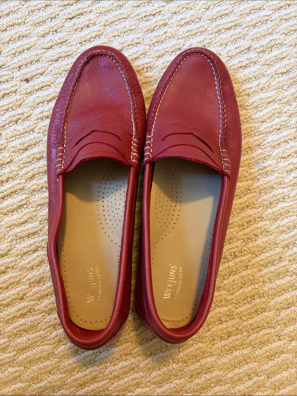 Weejuns by GH Bass red leather penny loafers